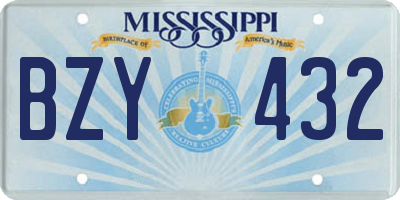 MS license plate BZY432