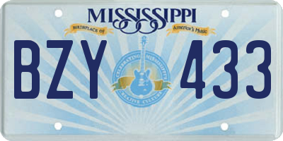 MS license plate BZY433