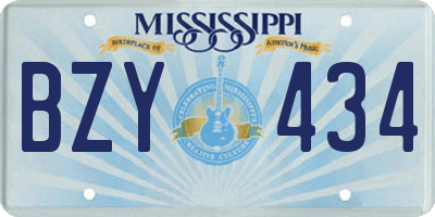 MS license plate BZY434