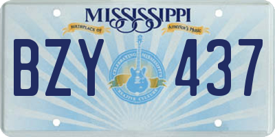 MS license plate BZY437
