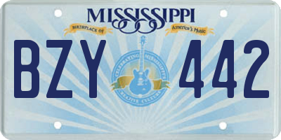 MS license plate BZY442