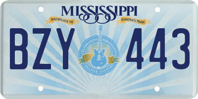 MS license plate BZY443