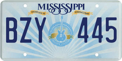 MS license plate BZY445