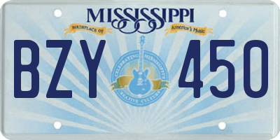 MS license plate BZY450