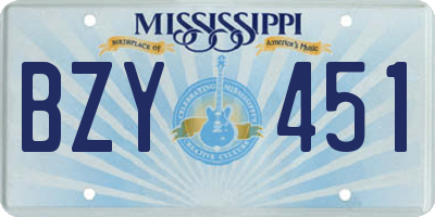MS license plate BZY451