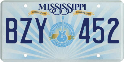 MS license plate BZY452