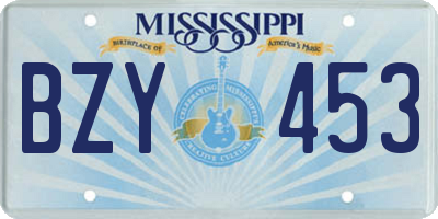 MS license plate BZY453