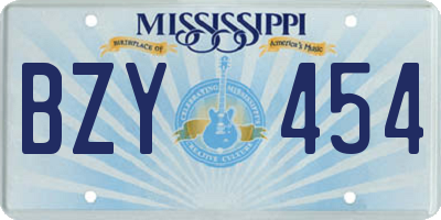 MS license plate BZY454
