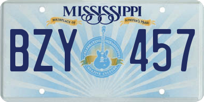MS license plate BZY457