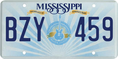 MS license plate BZY459