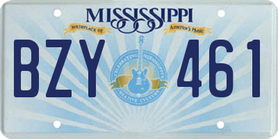 MS license plate BZY461