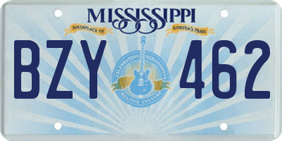 MS license plate BZY462