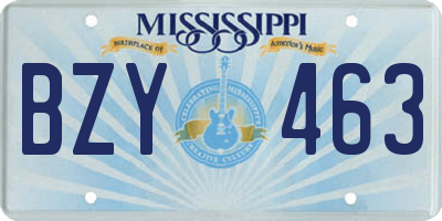 MS license plate BZY463