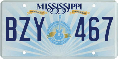 MS license plate BZY467