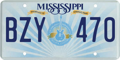 MS license plate BZY470