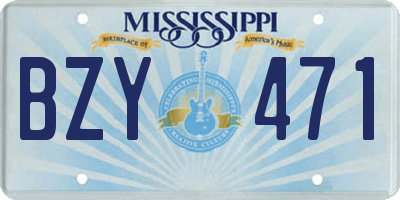 MS license plate BZY471
