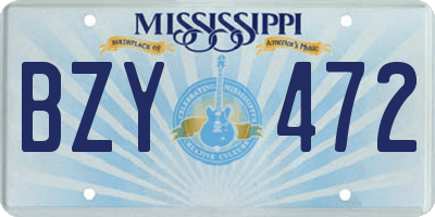 MS license plate BZY472