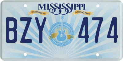 MS license plate BZY474