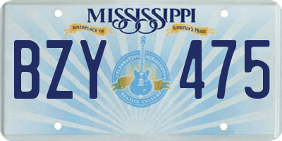 MS license plate BZY475