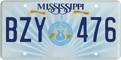 MS license plate BZY476