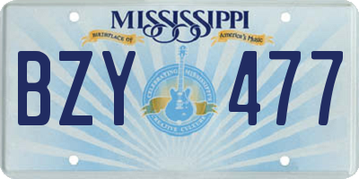 MS license plate BZY477