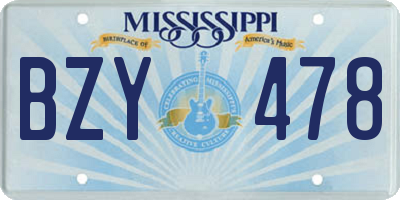 MS license plate BZY478