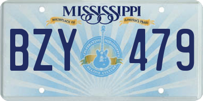 MS license plate BZY479