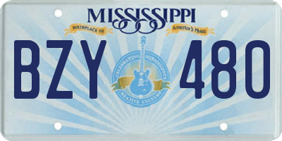 MS license plate BZY480