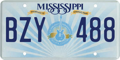 MS license plate BZY488