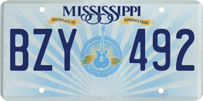 MS license plate BZY492