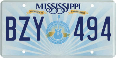 MS license plate BZY494