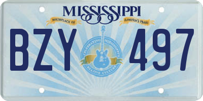 MS license plate BZY497