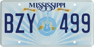 MS license plate BZY499
