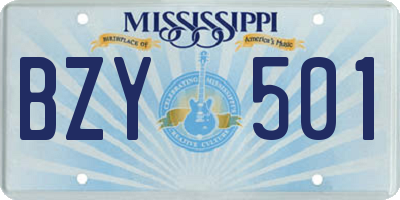 MS license plate BZY501