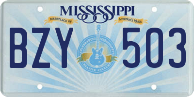 MS license plate BZY503