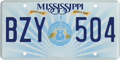 MS license plate BZY504