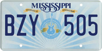 MS license plate BZY505