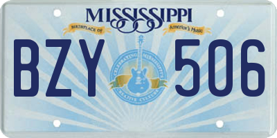 MS license plate BZY506