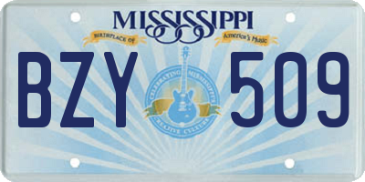 MS license plate BZY509
