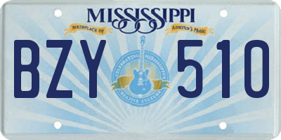 MS license plate BZY510