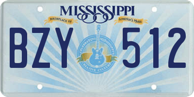 MS license plate BZY512