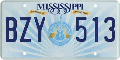 MS license plate BZY513