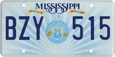 MS license plate BZY515