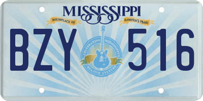 MS license plate BZY516