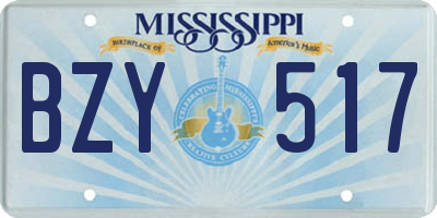 MS license plate BZY517