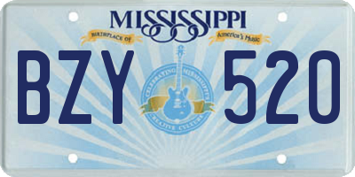 MS license plate BZY520