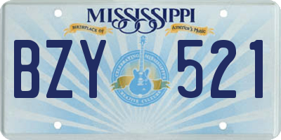 MS license plate BZY521
