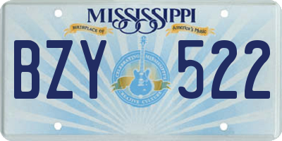 MS license plate BZY522