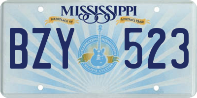 MS license plate BZY523
