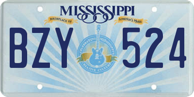 MS license plate BZY524